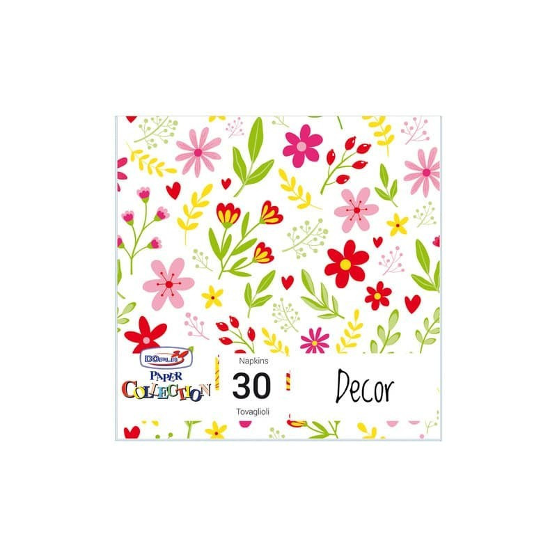 SERVIETTES 2 PLIS 33X33X30 - Fleurie Rose - DOPLA
